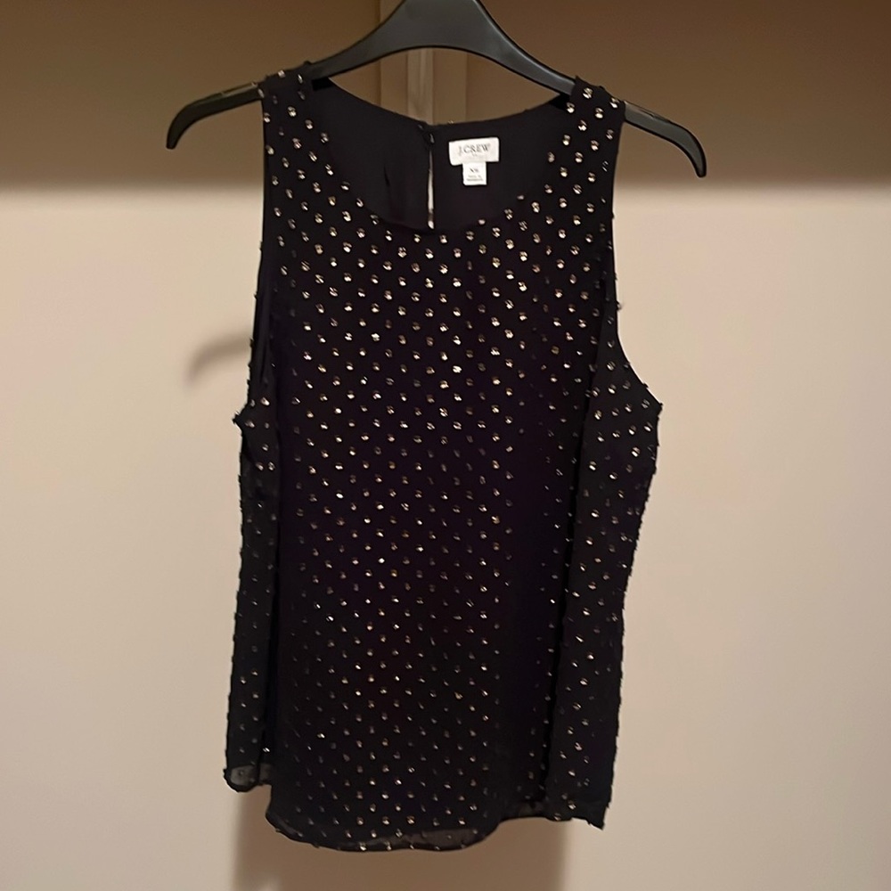 J. Crew Black Embellished Tank Top